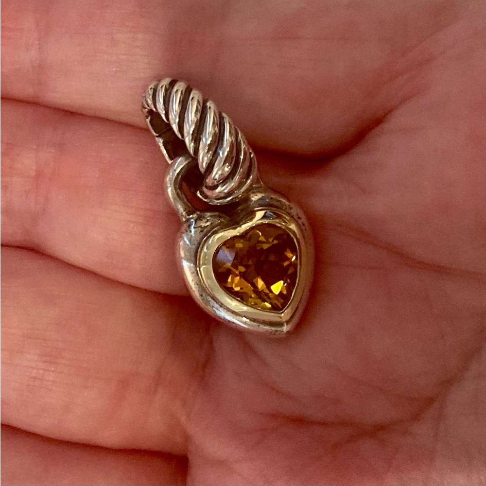 David Yurman Citrine Heart Cable Pendant Enhancer - Picture 4 of 16